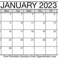 January 2023 Calendar